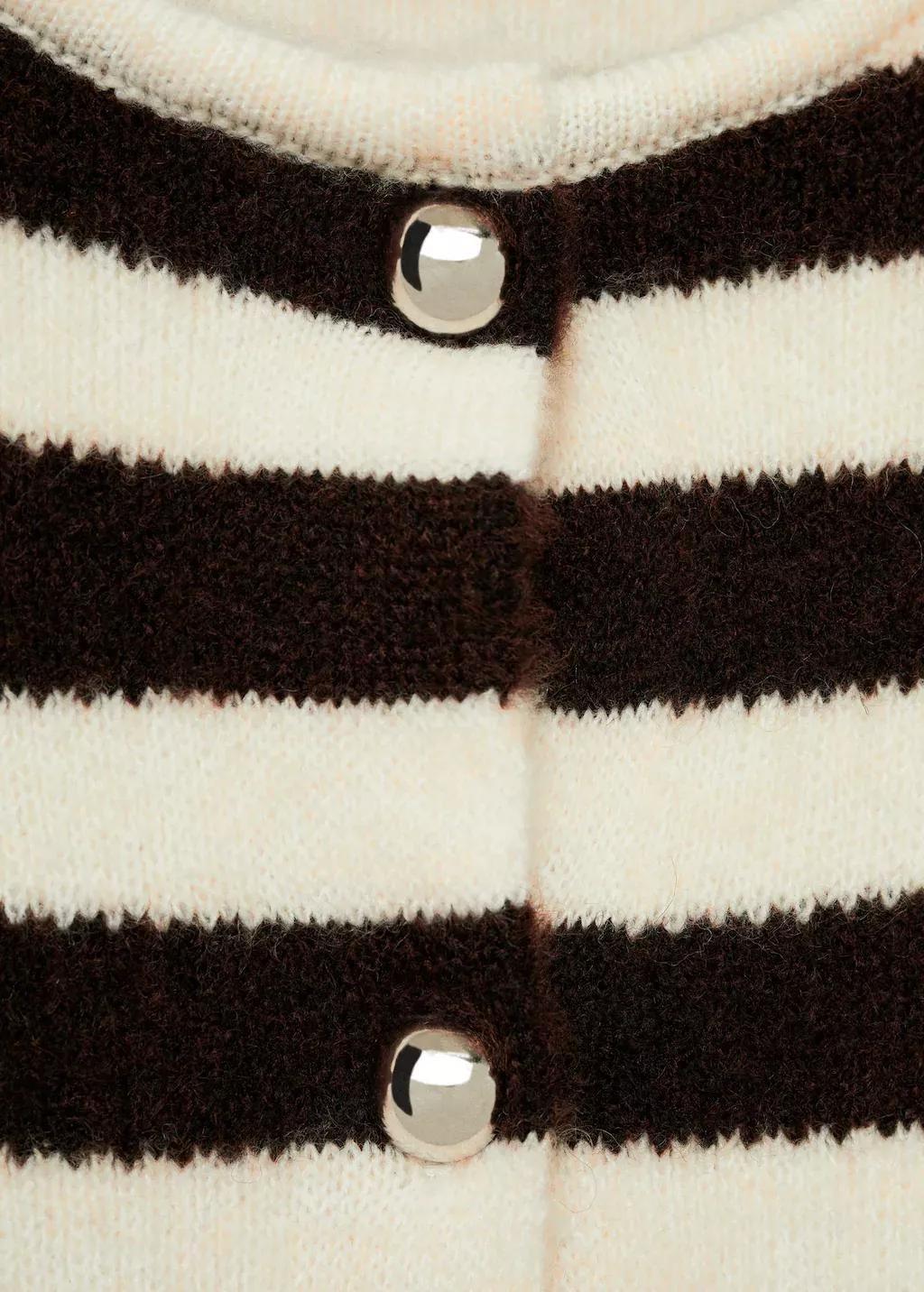 Beige Striped Cardigan With Buttons, , large image number 3