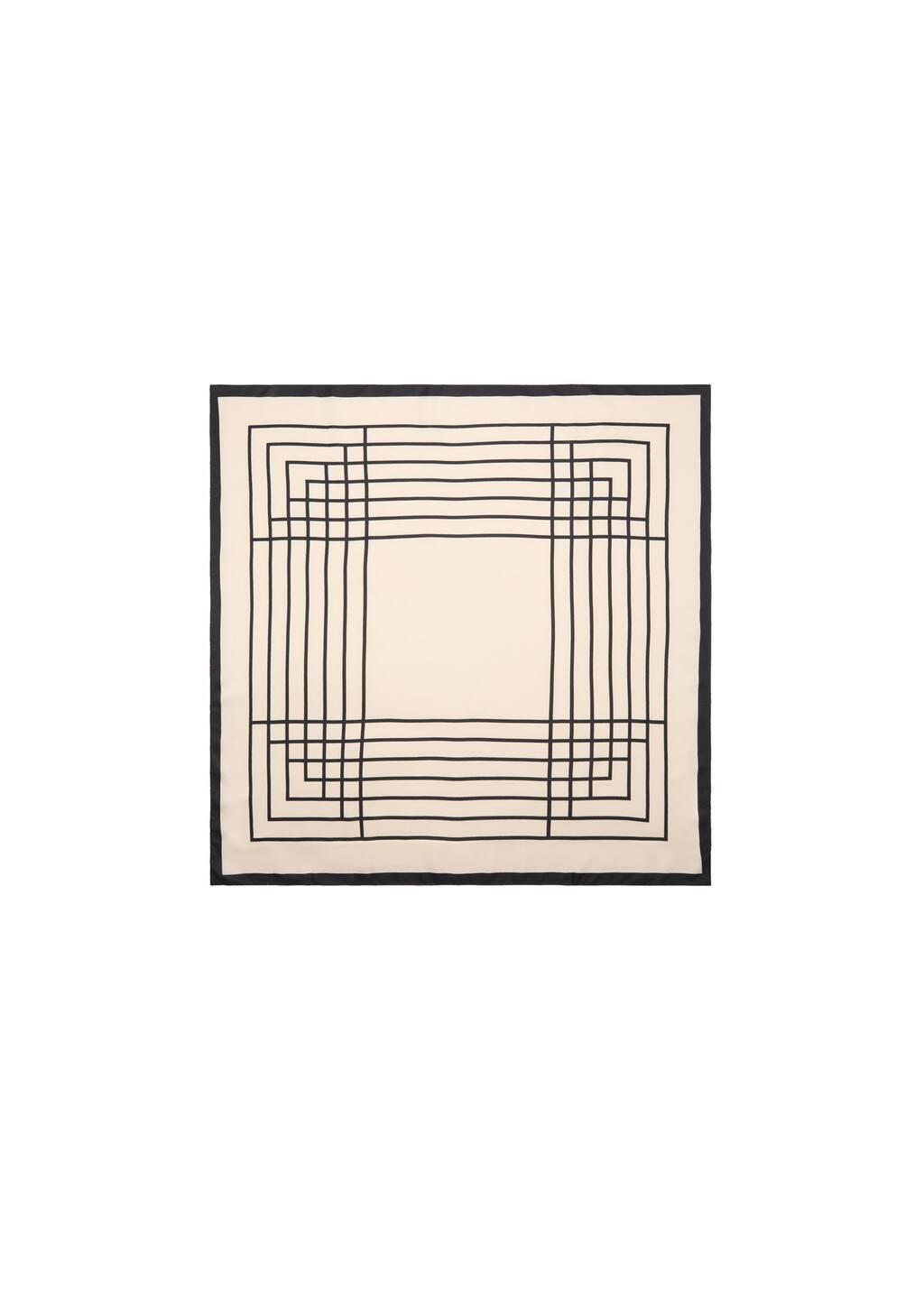 Beige Scarf With Geometric Print Pattern, Light Beige, large image number 2