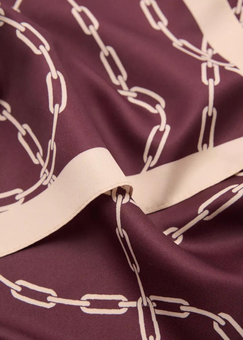 Maroon Scarf With Chain Print, Dark Red, large image number 0