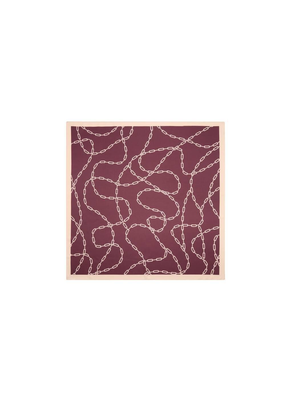Maroon Scarf With Chain Print, Dark Red, large image number 2