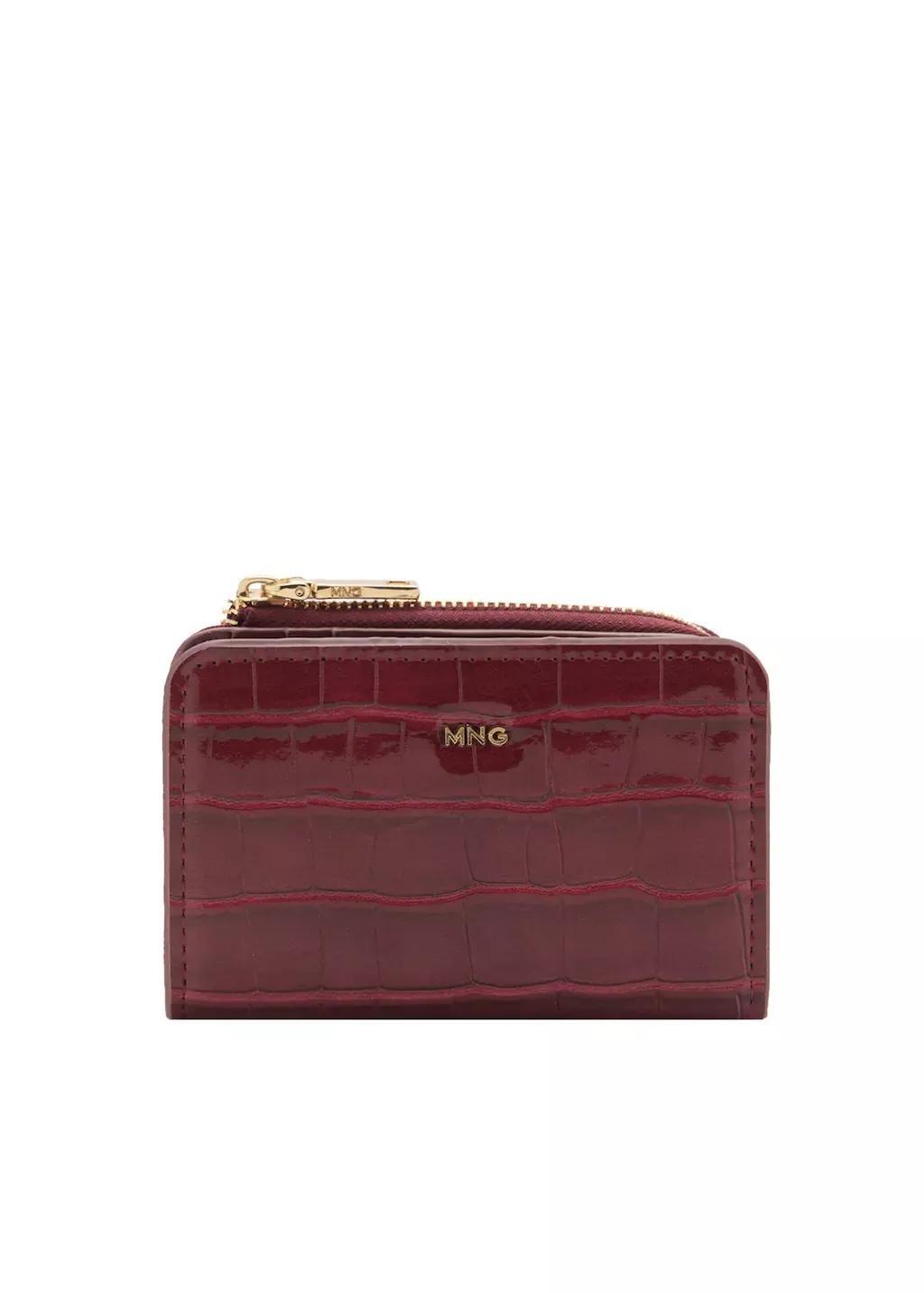 Red Croco Wallet With Zip, Dark Red, large image number 3