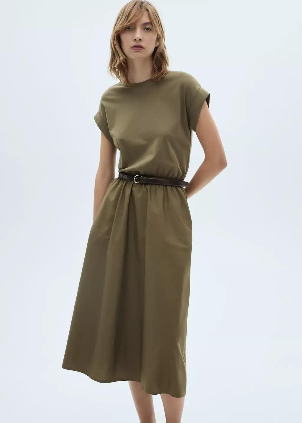 Khaki A-Line Dress, , large image number 0