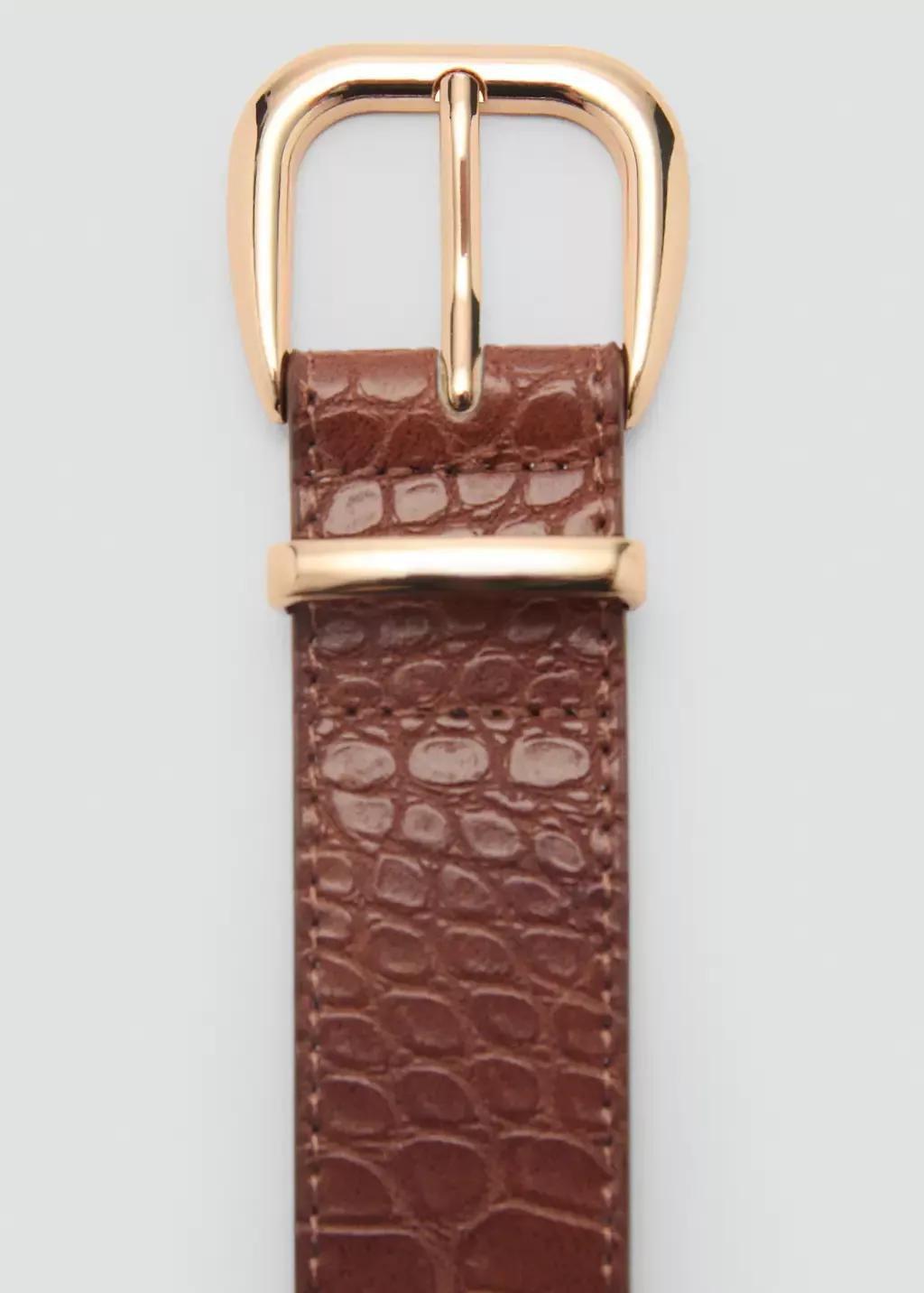 Brown Crocodile-Effect Belt, , large image number 0