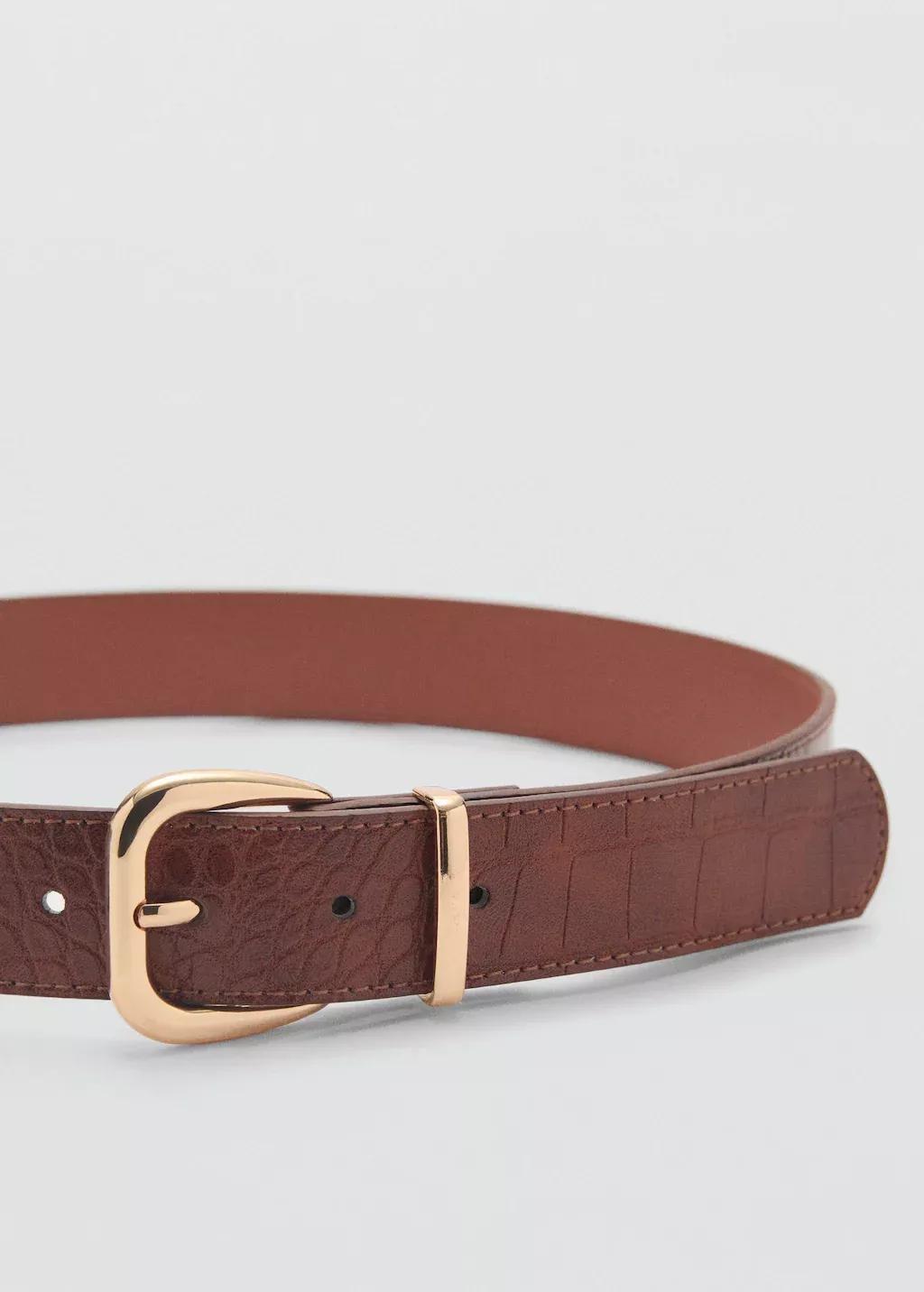 Brown Crocodile-Effect Belt, , large image number 1