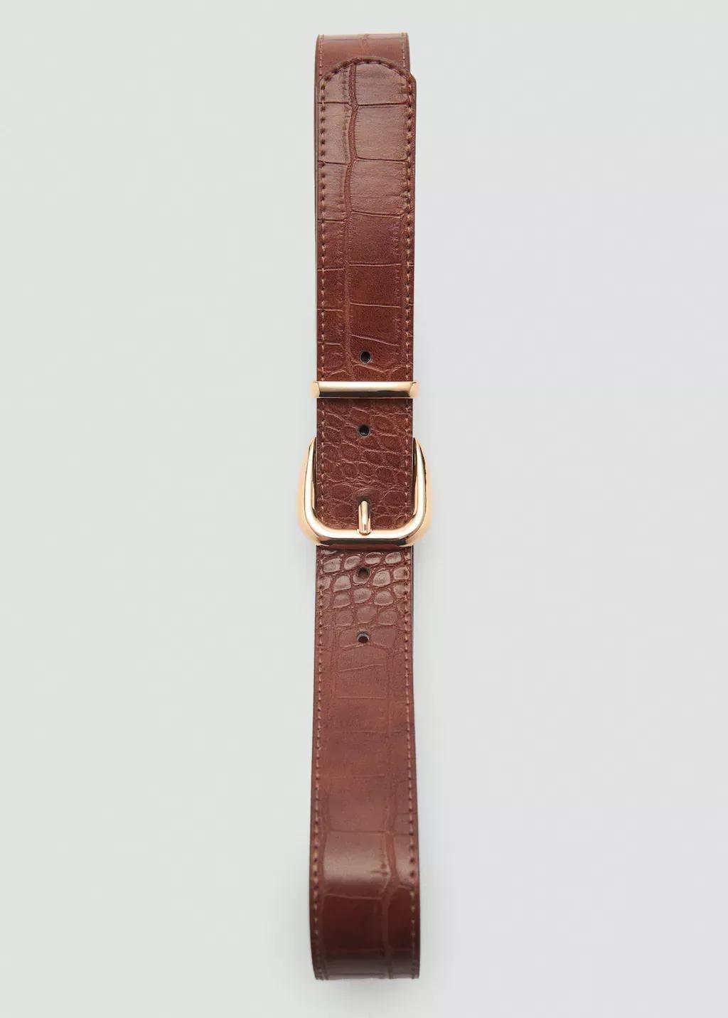 Brown Crocodile-Effect Belt, , large image number 3