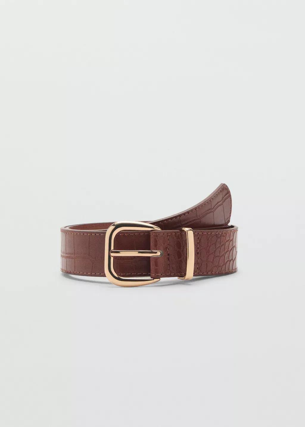 Brown Crocodile-Effect Belt, , large image number 4