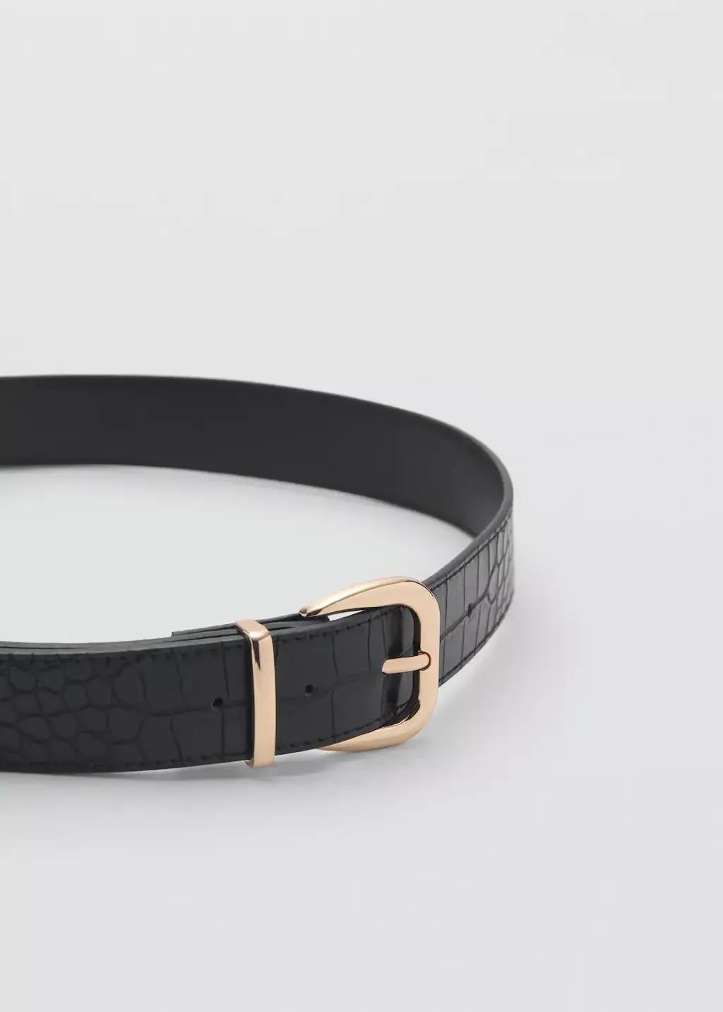 Black Crocodile-Effect Belt, , large image number 0