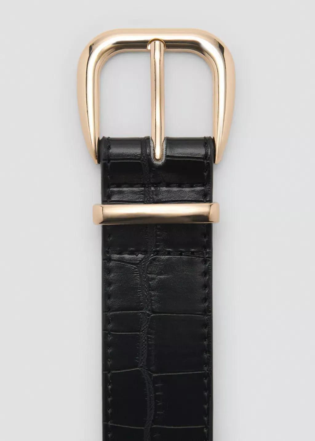 Black Crocodile-Effect Belt, , large image number 1