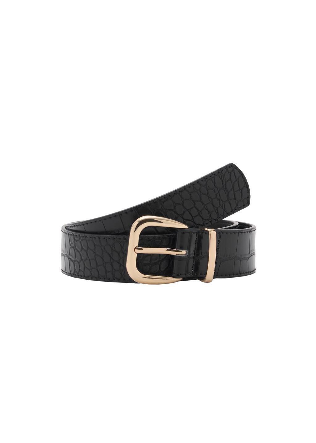 Black Crocodile-Effect Belt, , large image number 2