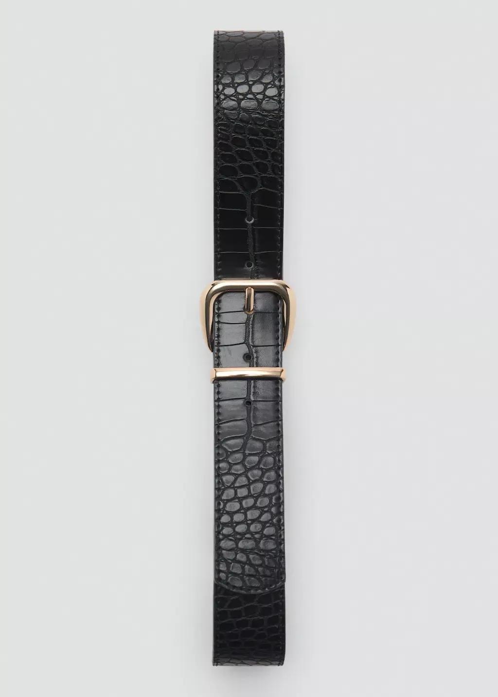 Black Crocodile-Effect Belt, , large image number 3