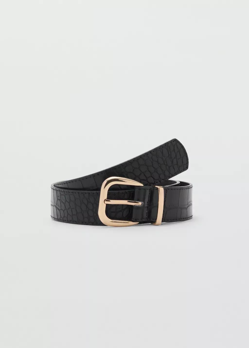 Black Crocodile-Effect Belt, , large image number 4