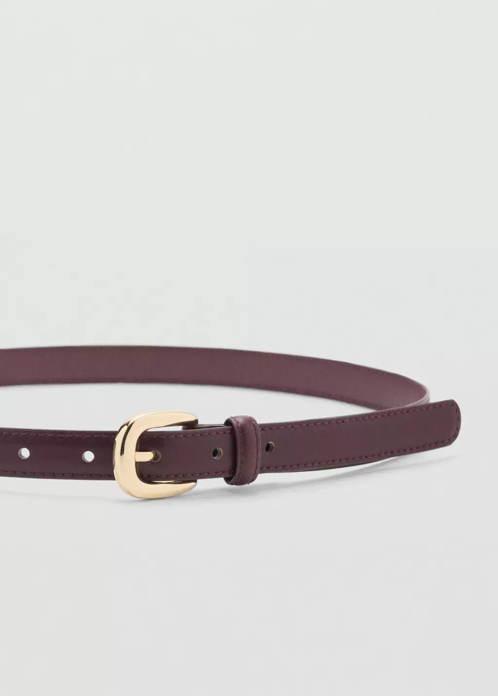 Red Skinny Leather-Effect Belt, , large image number 0