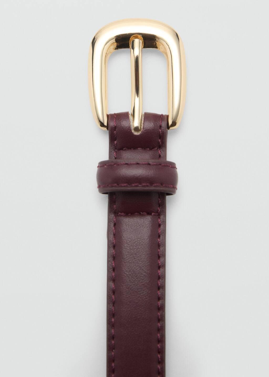 Red Skinny Leather-Effect Belt, , large image number 1
