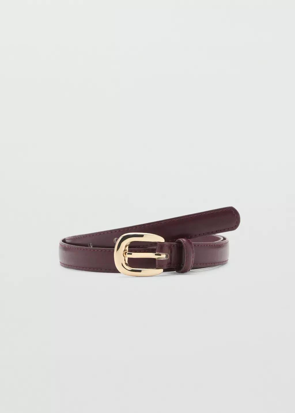 Red Skinny Leather-Effect Belt, , large image number 3