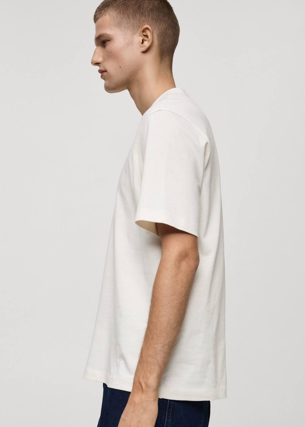 White 100% Cotton Relaxed-Fit T-Shirt, , large image number 4
