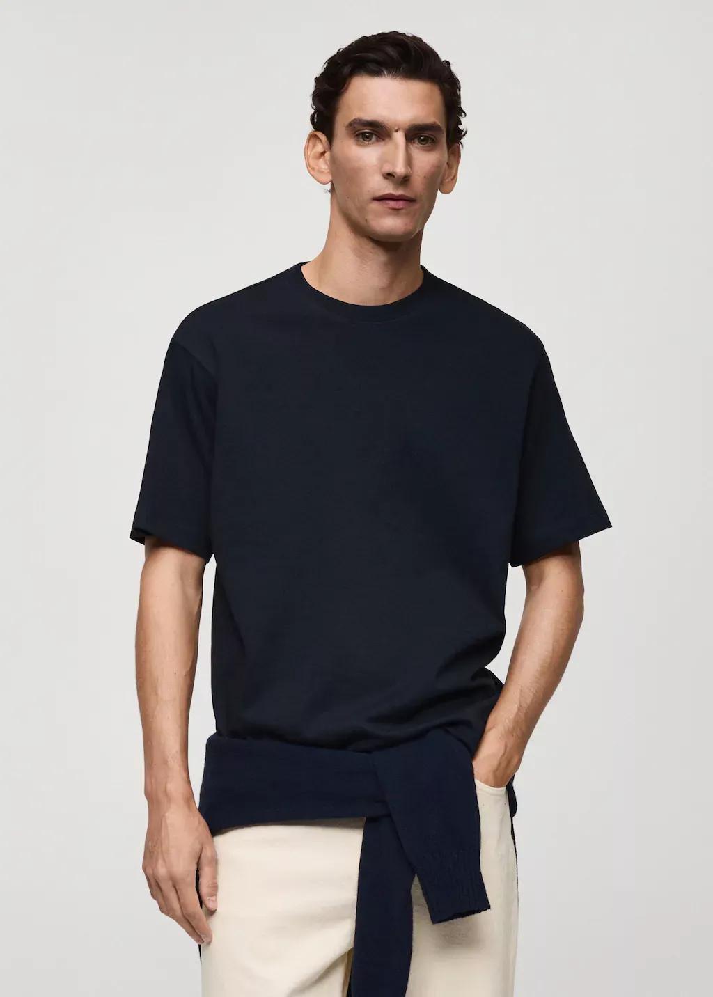 Navy 100% Cotton Relaxed-Fit T-Shirt, , large image number 0