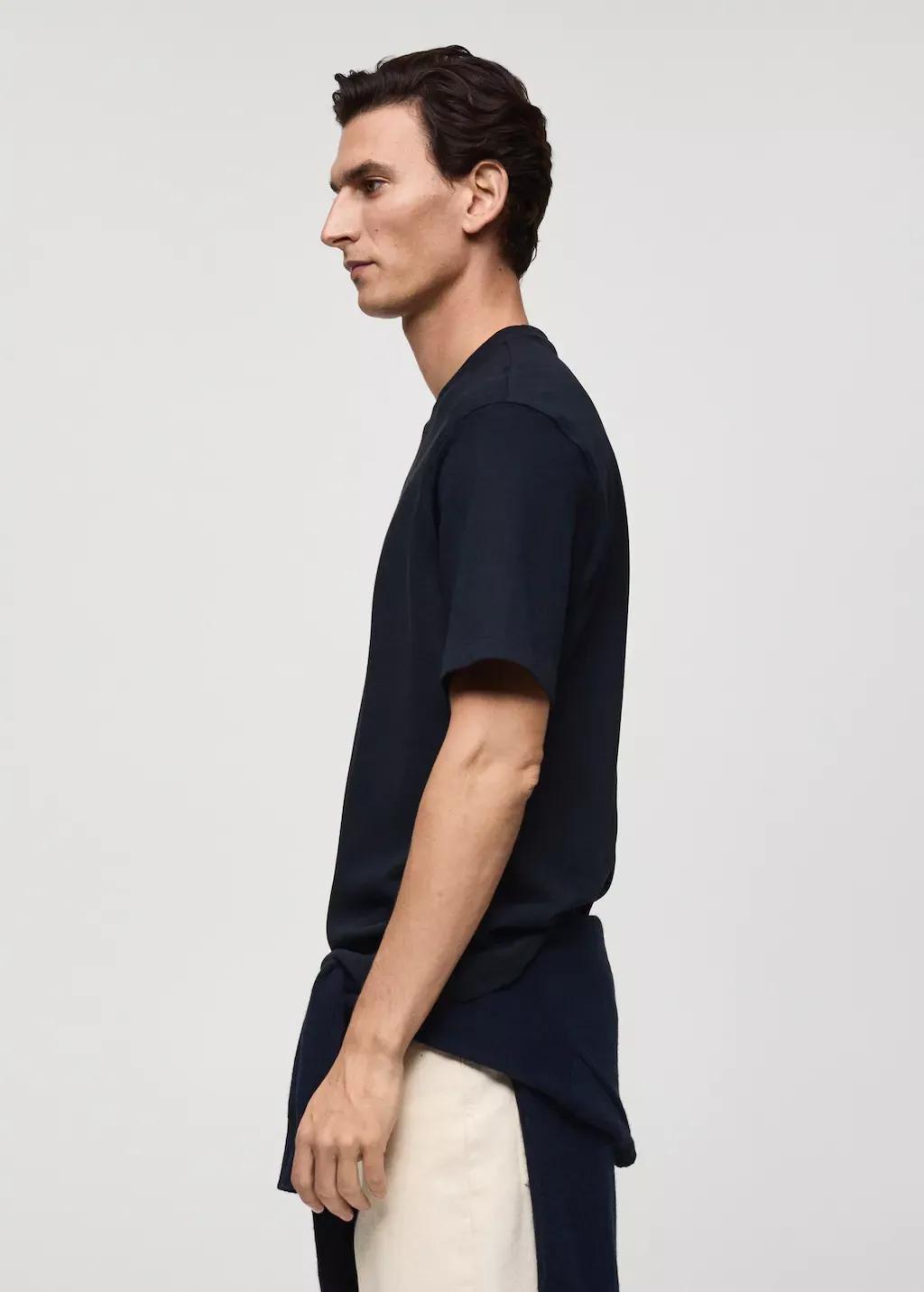 Navy 100% Cotton Relaxed-Fit T-Shirt, , large image number 3