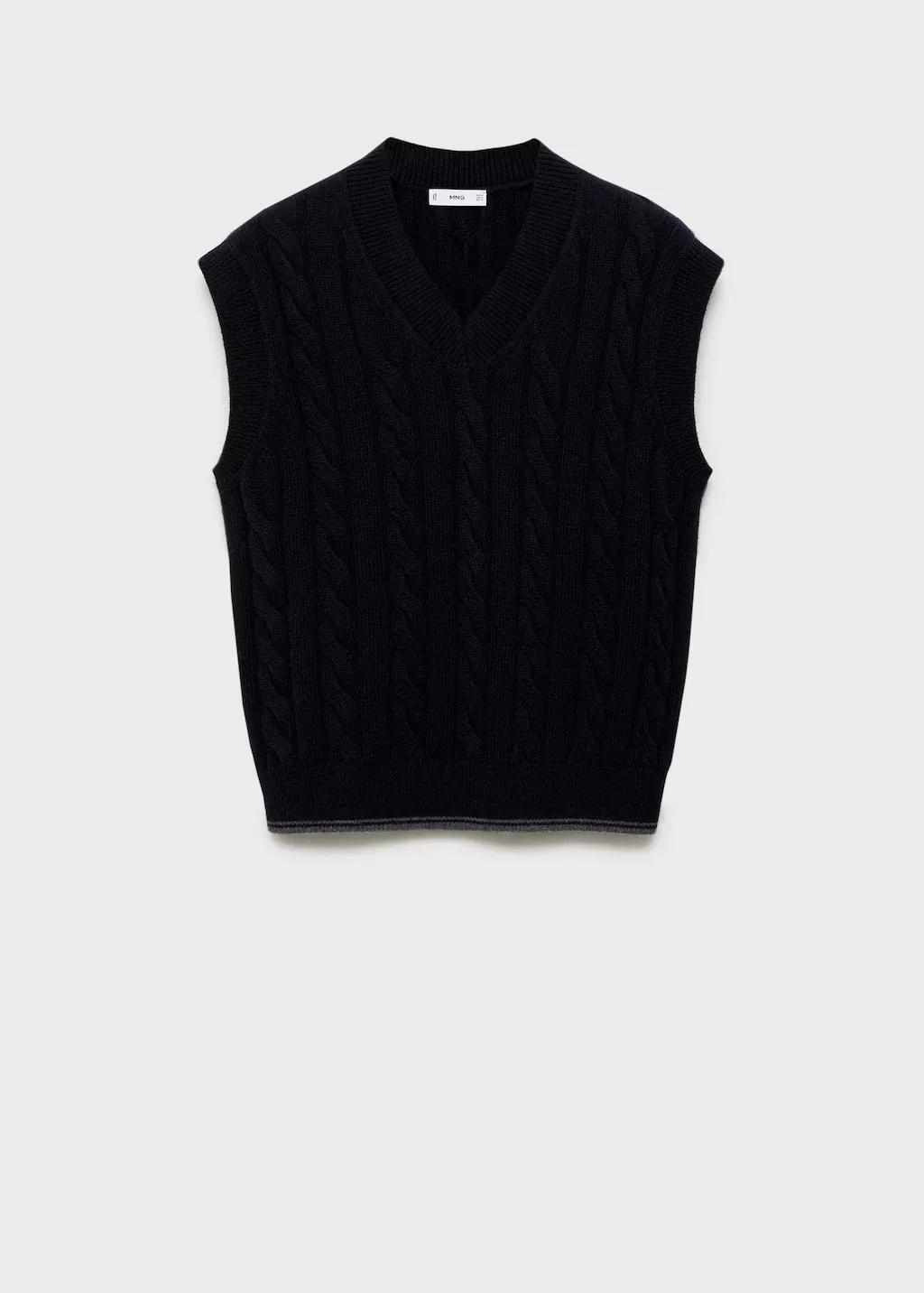 Navy Braided Knitted Woollen Waistcoat, , large image number 4