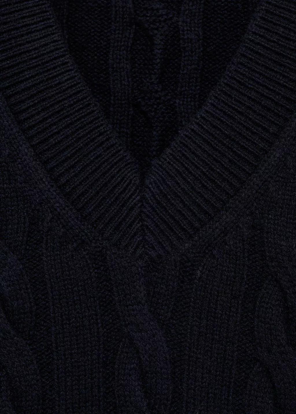 Navy Braided Knitted Woollen Waistcoat, , large image number 5