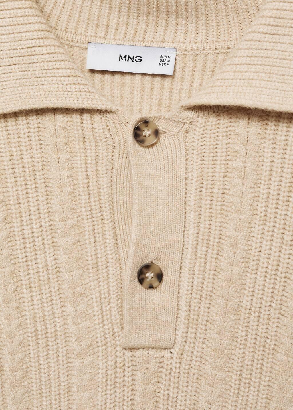 Beige Structured Knitted Polo Sweater, , large image number 5