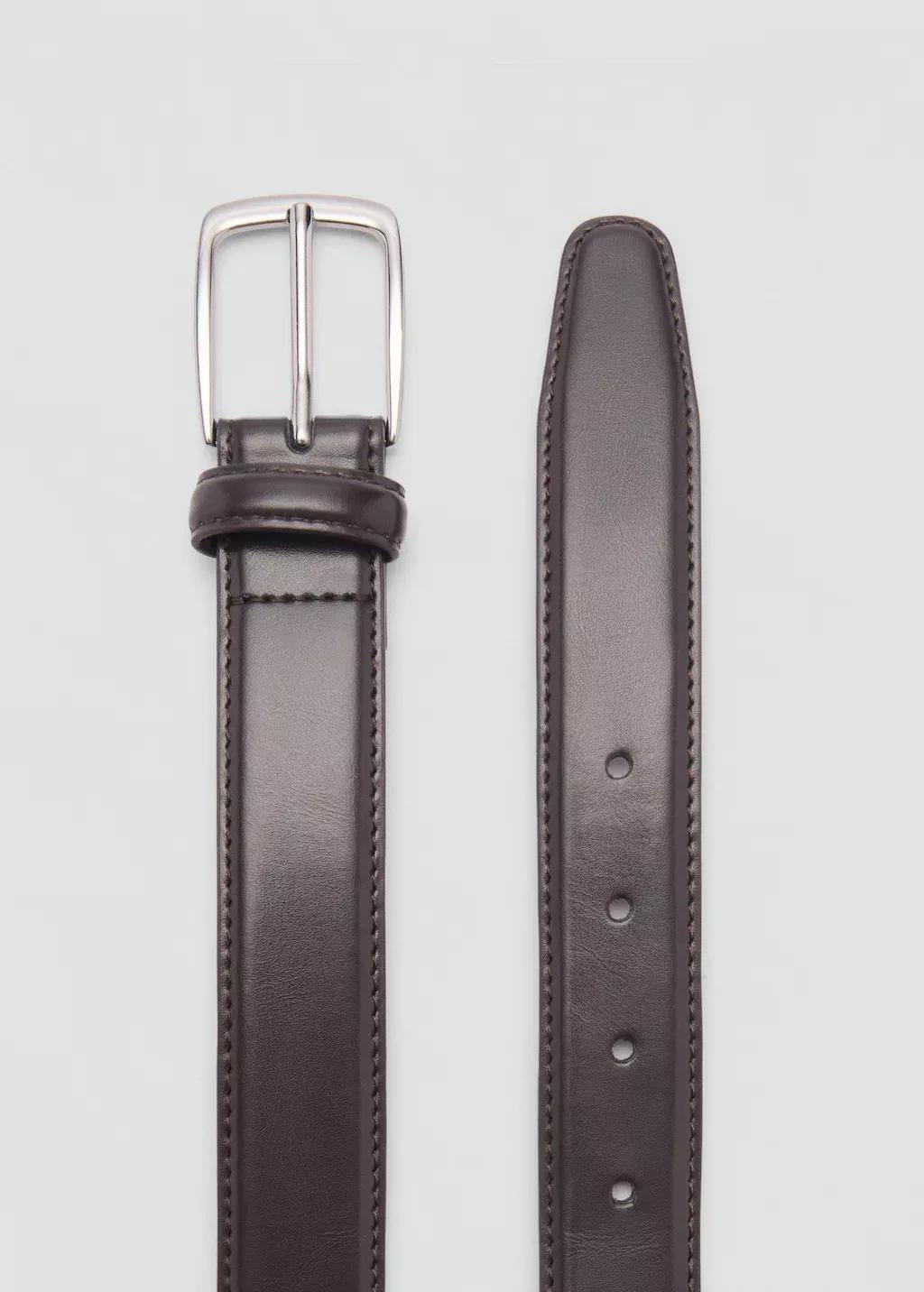 Brown Buckle Leather Belt, , medium