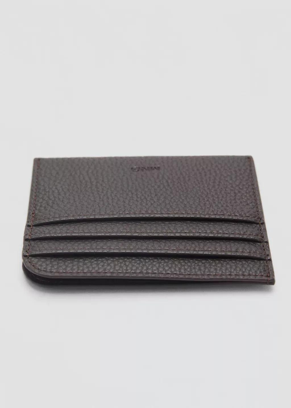 Brown Card Holder Made Of Grain Leather, Brown, large image number 0
