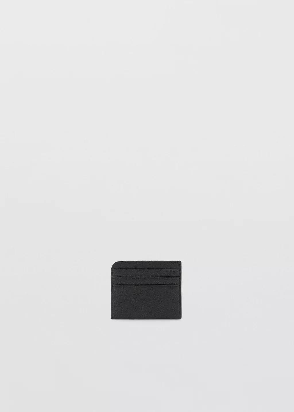 Black Card Holder Made Of Grain Leather, Black, large image number 0