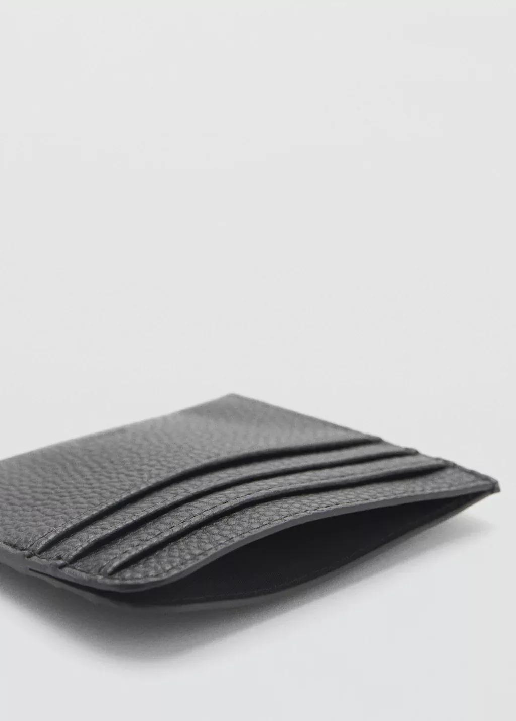 Black Card Holder Made Of Grain Leather, Black, large image number 1