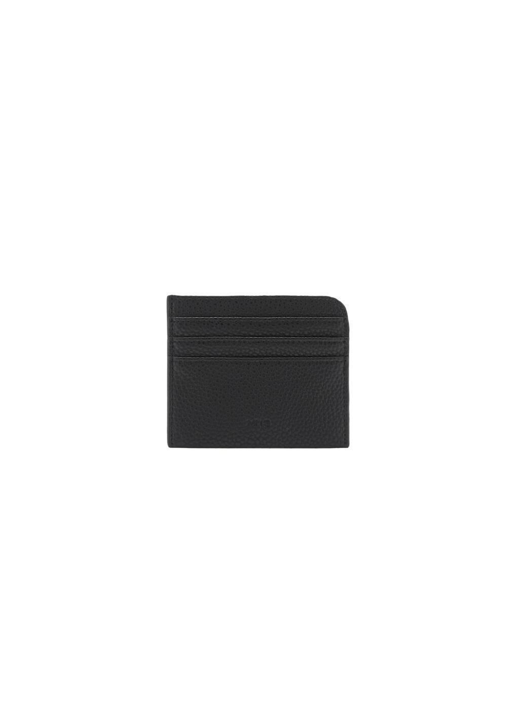 Black Card Holder Made Of Grain Leather, Black, large image number 2