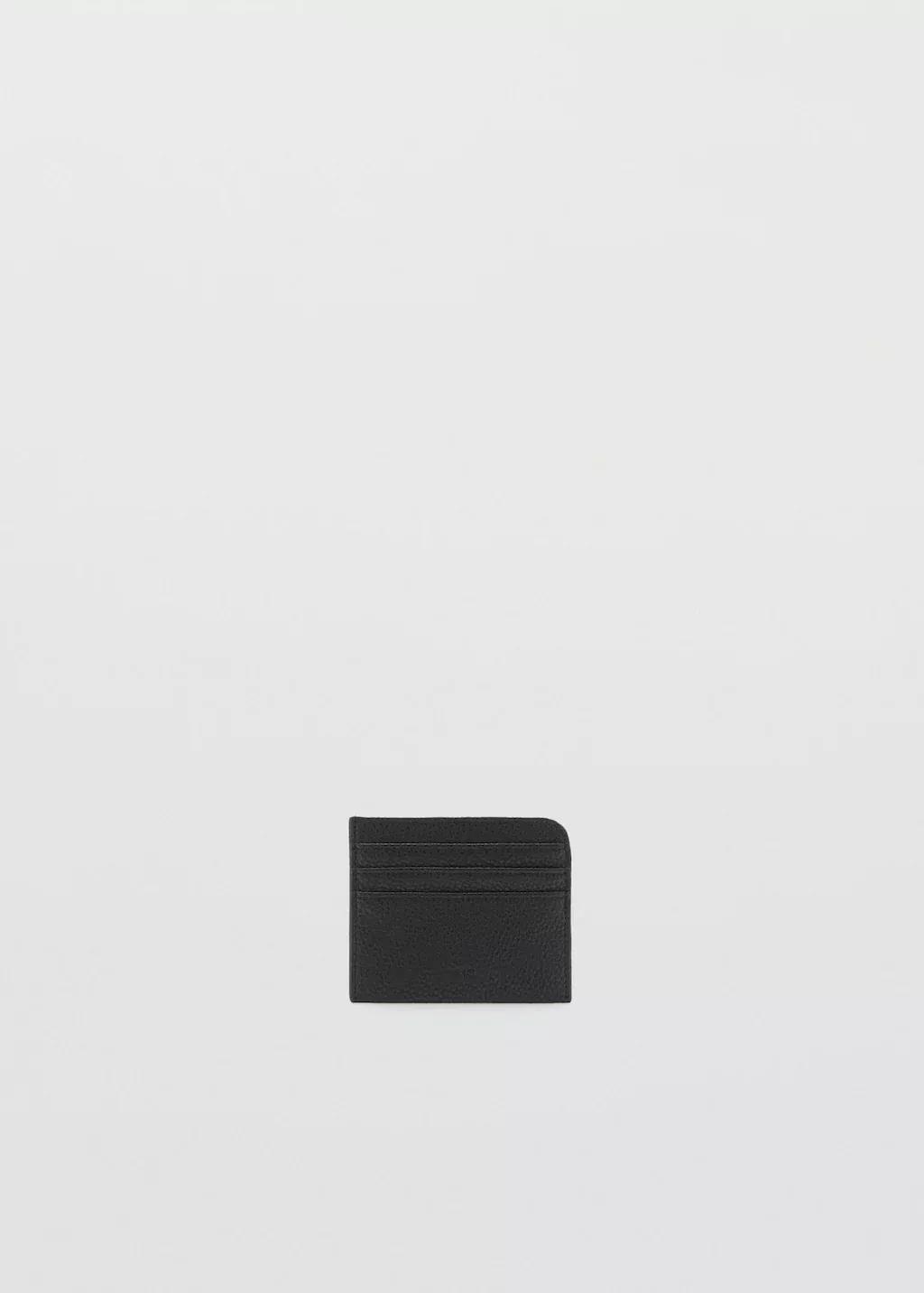 Black Card Holder Made Of Grain Leather, Black, large image number 3