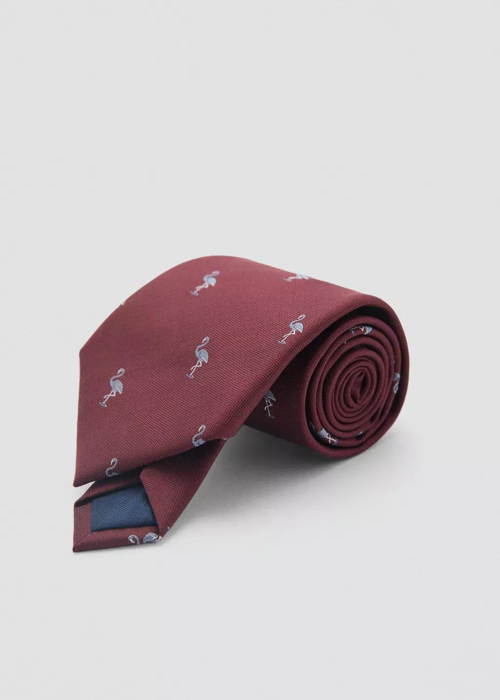 Red Mulberry Silk Animal-Print Tie, , medium