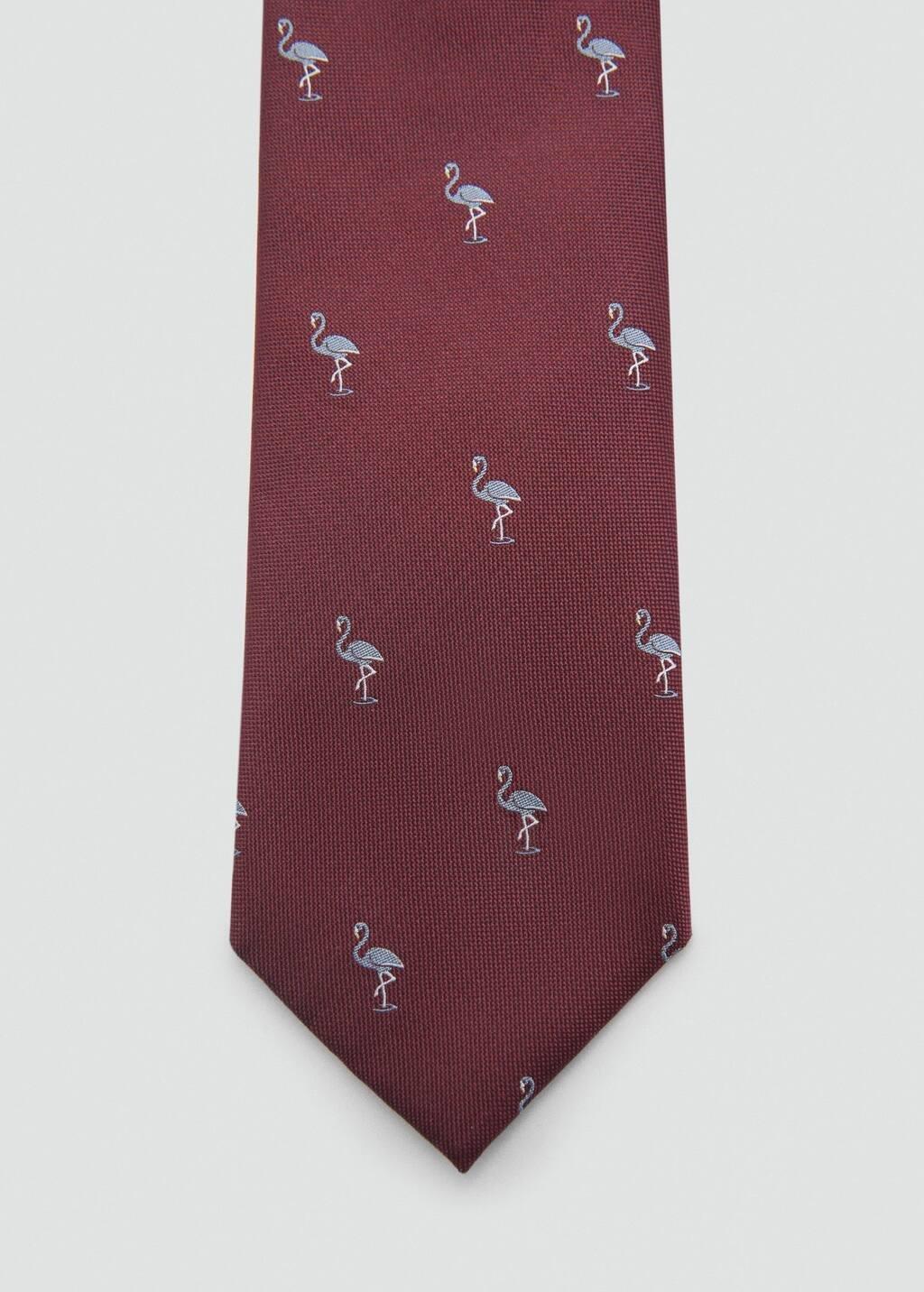Red Mulberry Silk Animal-Print Tie, Dark Red, large image number 1