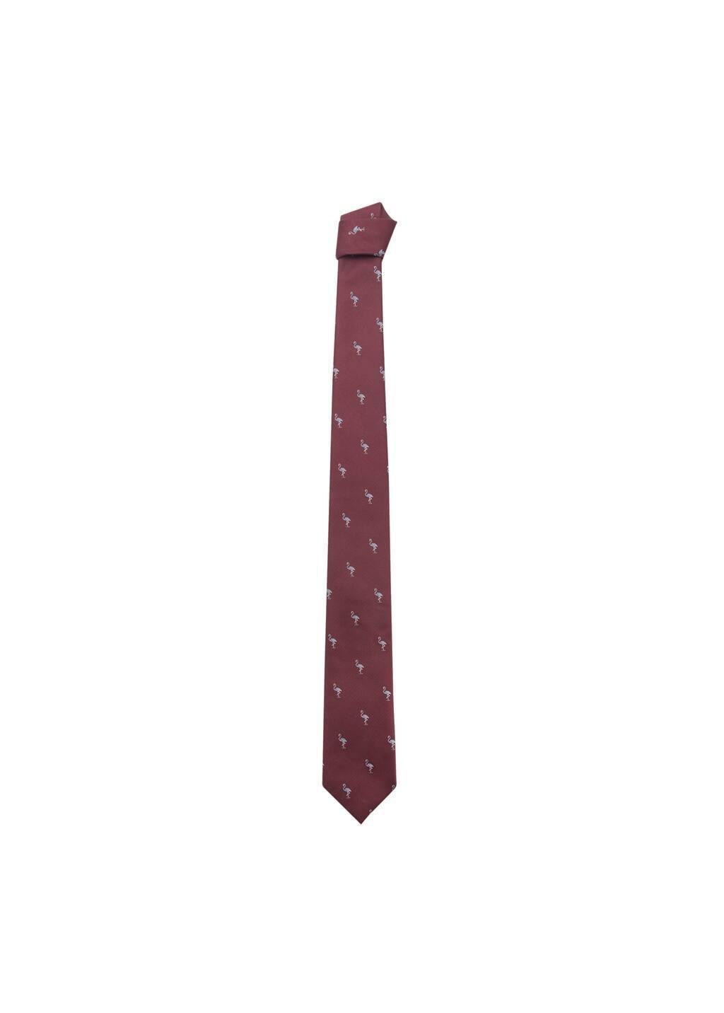 Red Mulberry Silk Animal-Print Tie, Dark Red, large image number 2