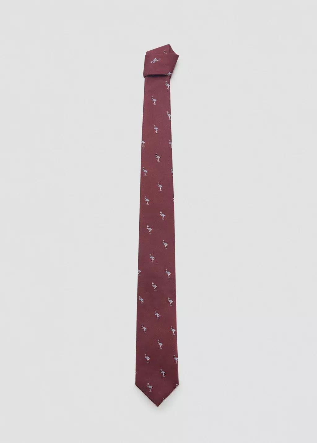 Red Mulberry Silk Animal-Print Tie, Dark Red, large image number 3
