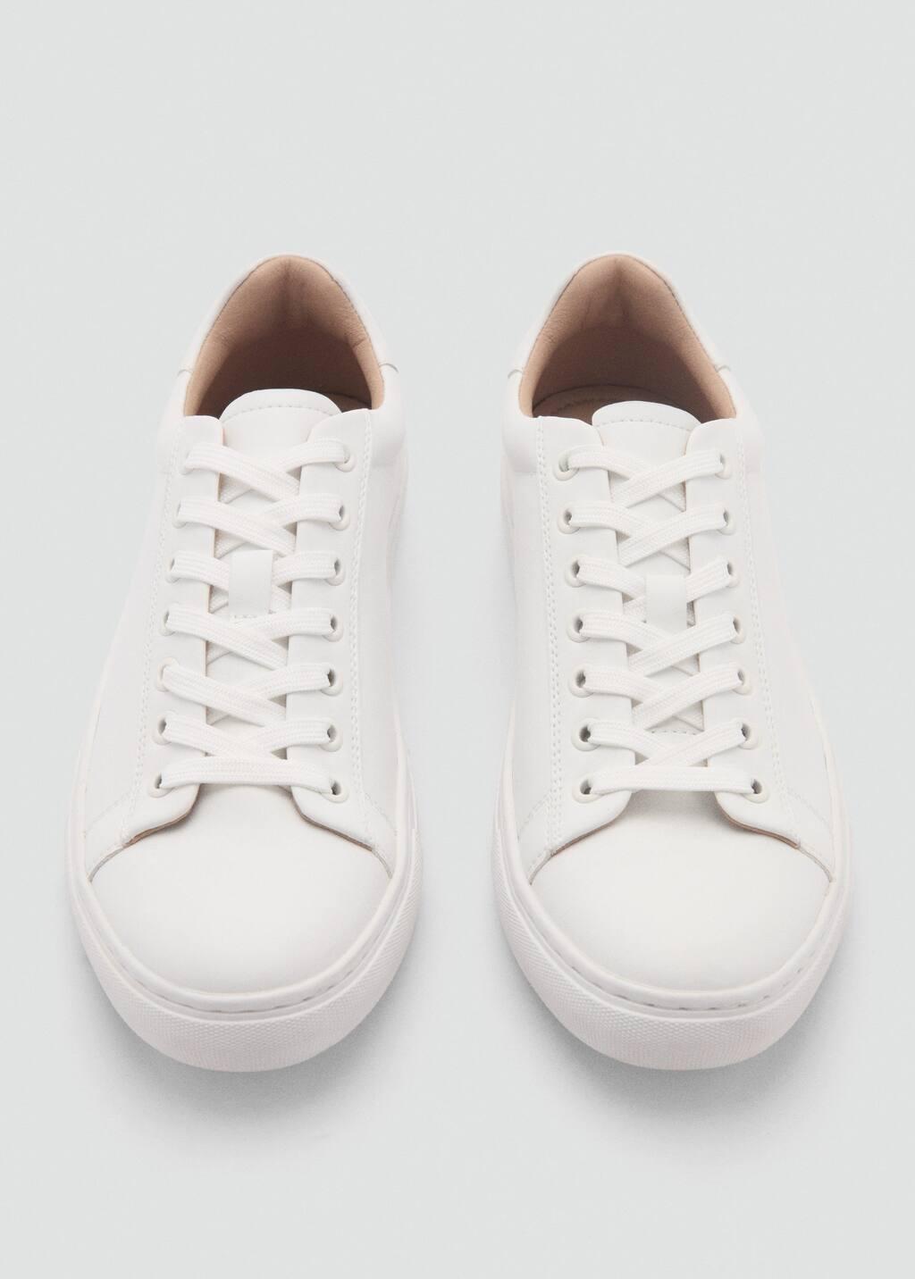 White Lace-Up Panel Sneakers, , large image number 1