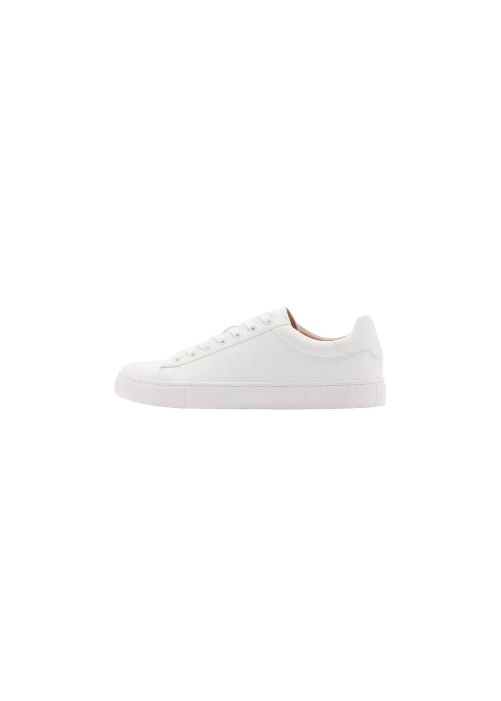 White Lace-Up Panel Sneakers, , large image number 2