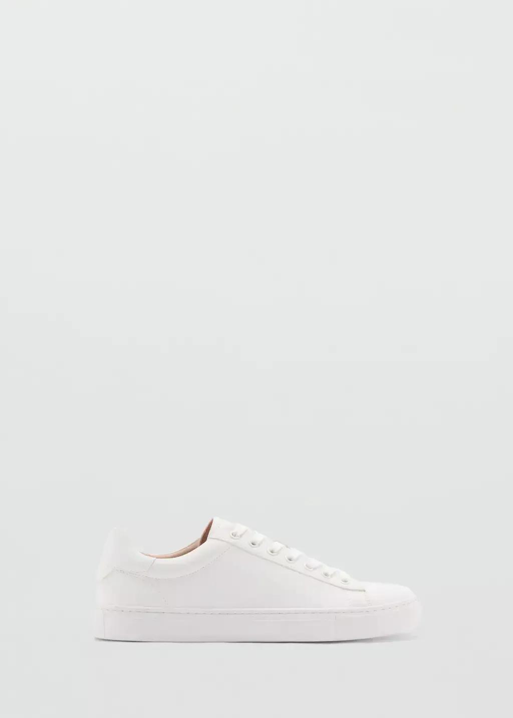 White Lace-Up Panel Sneakers, , large image number 4