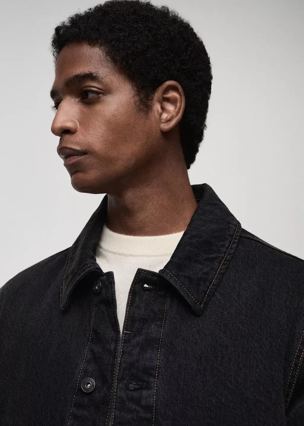 Grey Dark-Wash Denim Jacket, , large image number 1