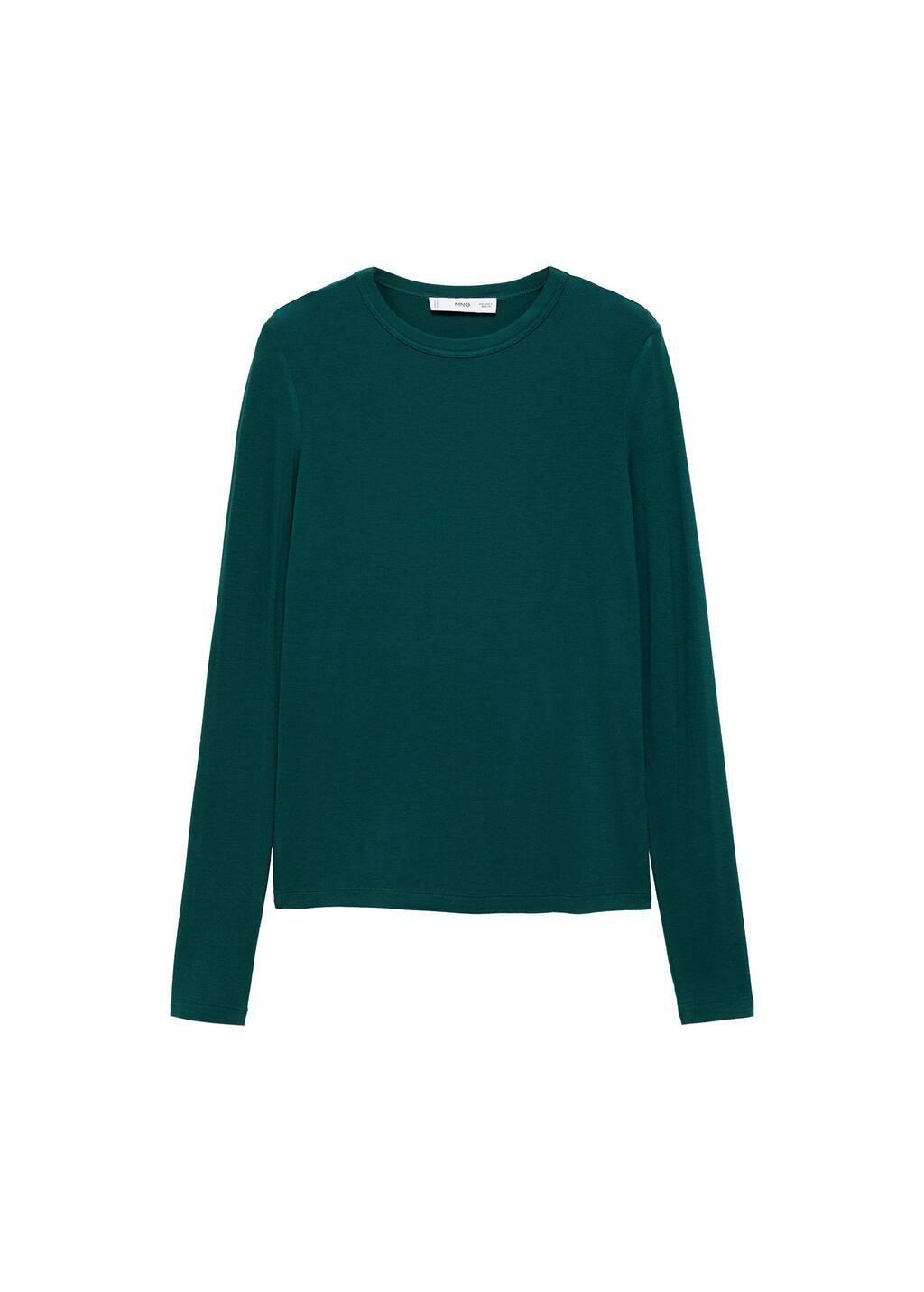 Green Round-Neck Long-Sleeved T-Shirt, , large image number 2
