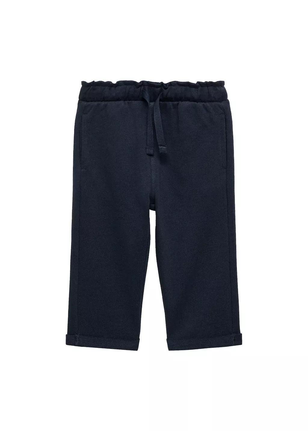 Beige Elastic Waist Cotton Trousers, Kids Girls, , large image number 3