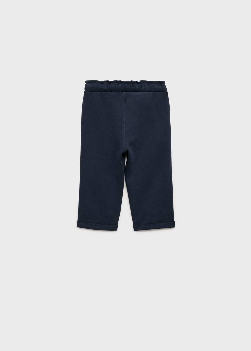 Beige Elastic Waist Cotton Trousers, Kids Girls, , large image number 4