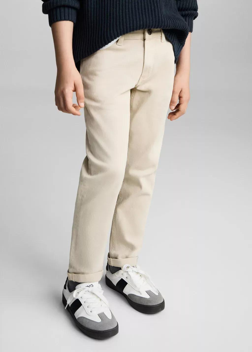 Beige Straight Trousers, Kids Boy, , large image number 1