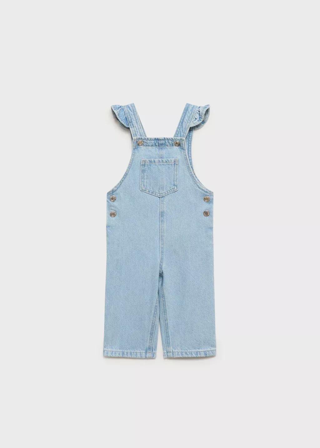 Blue Long Denim Dungarees, Baby Girl, , large image number 0