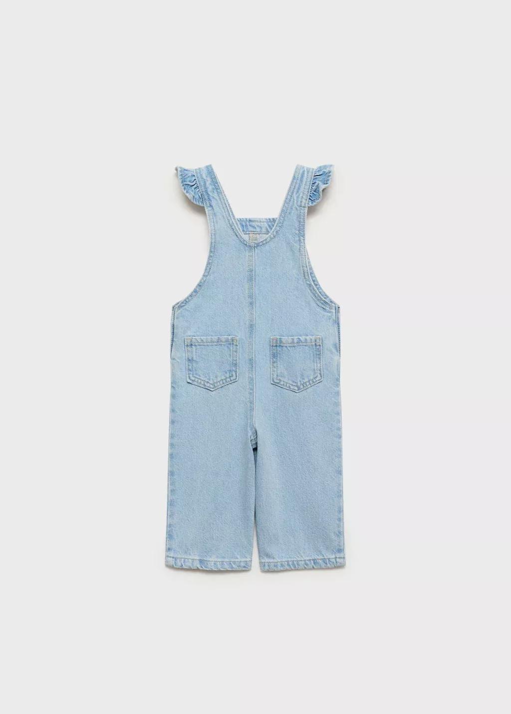 Blue Long Denim Dungarees, Baby Girl, , large image number 1