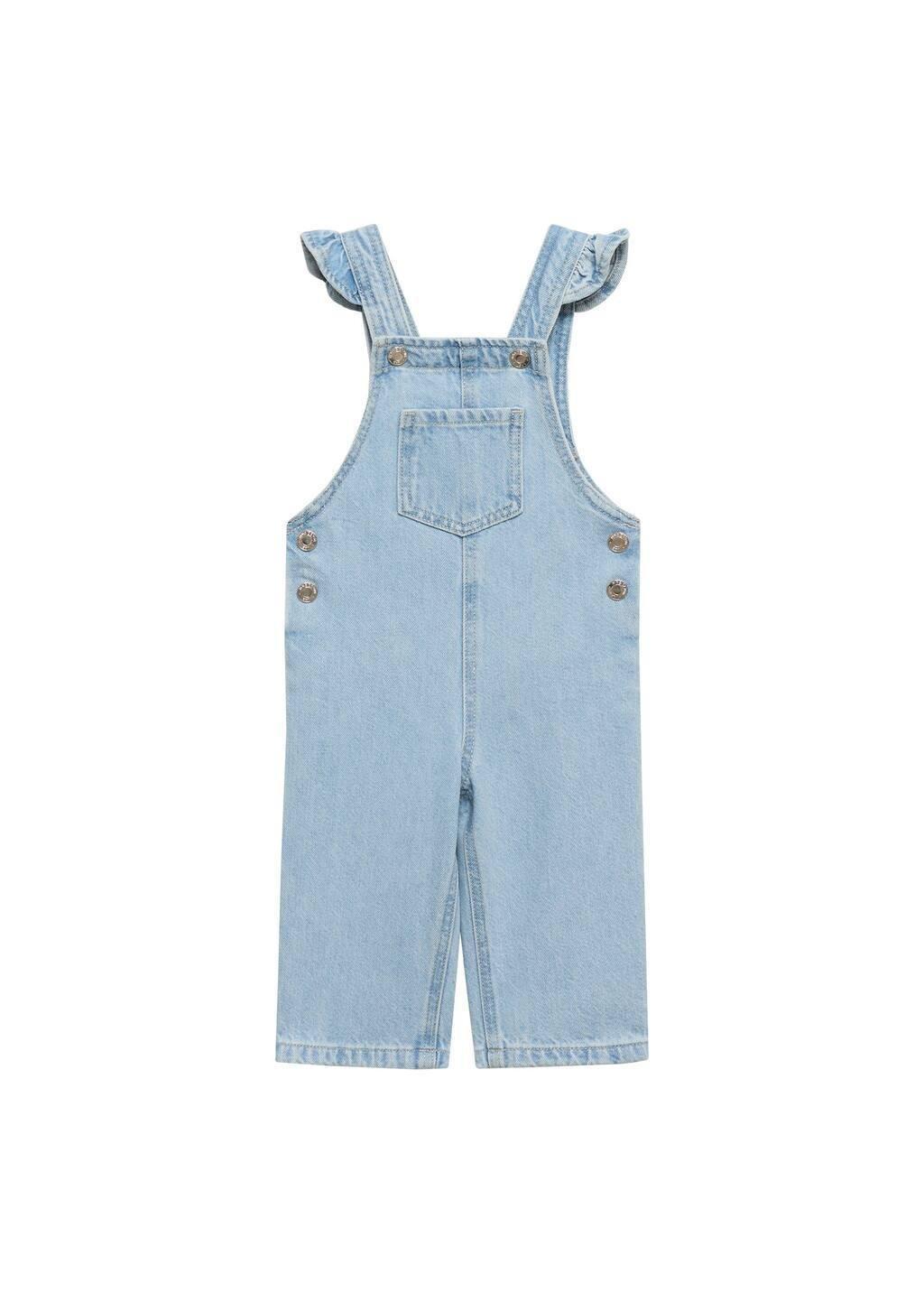 Blue Long Denim Dungarees, Baby Girl, , large image number 3