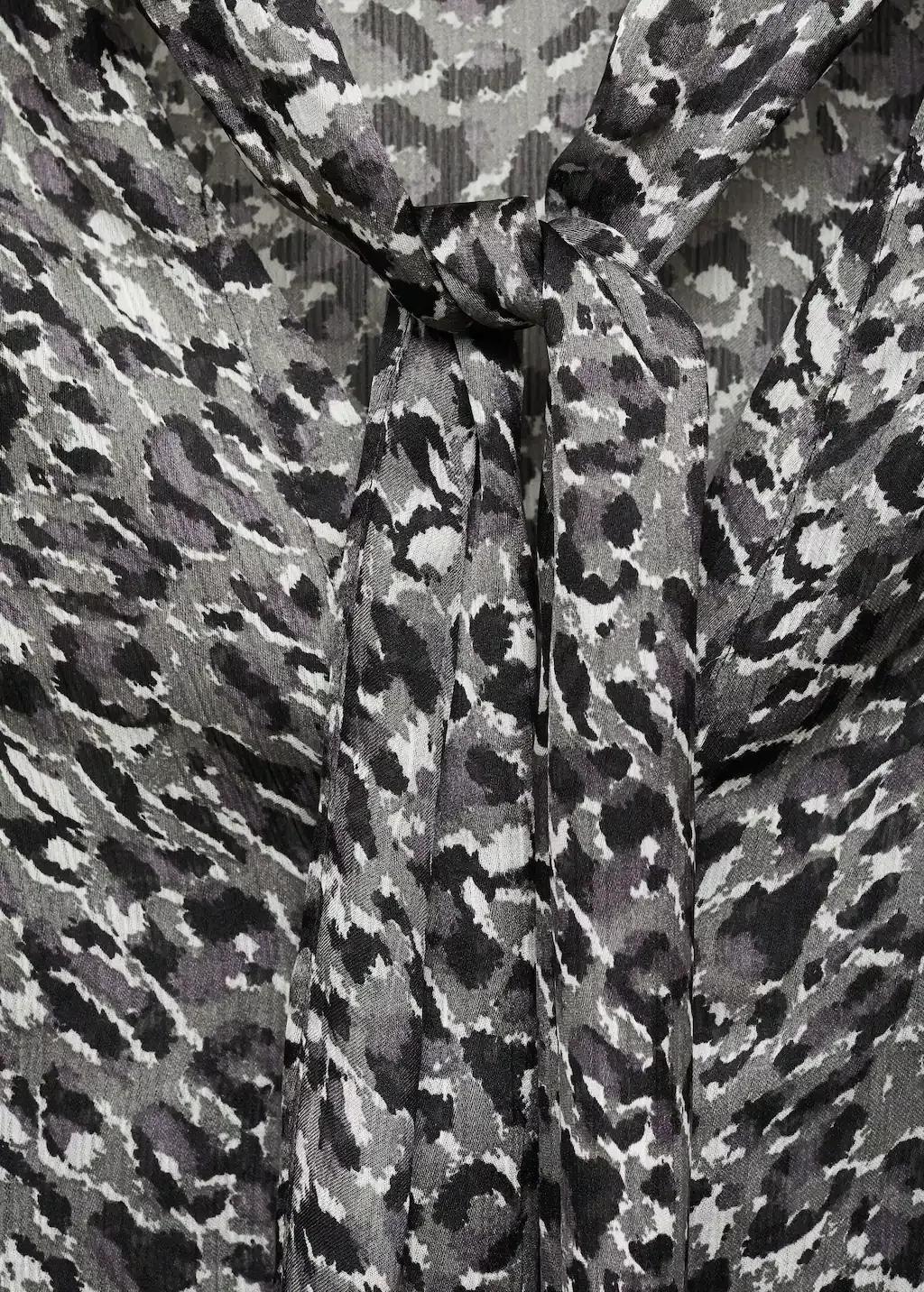 Black Leopard-Print Blouse With Collar And Bow, , large image number 7