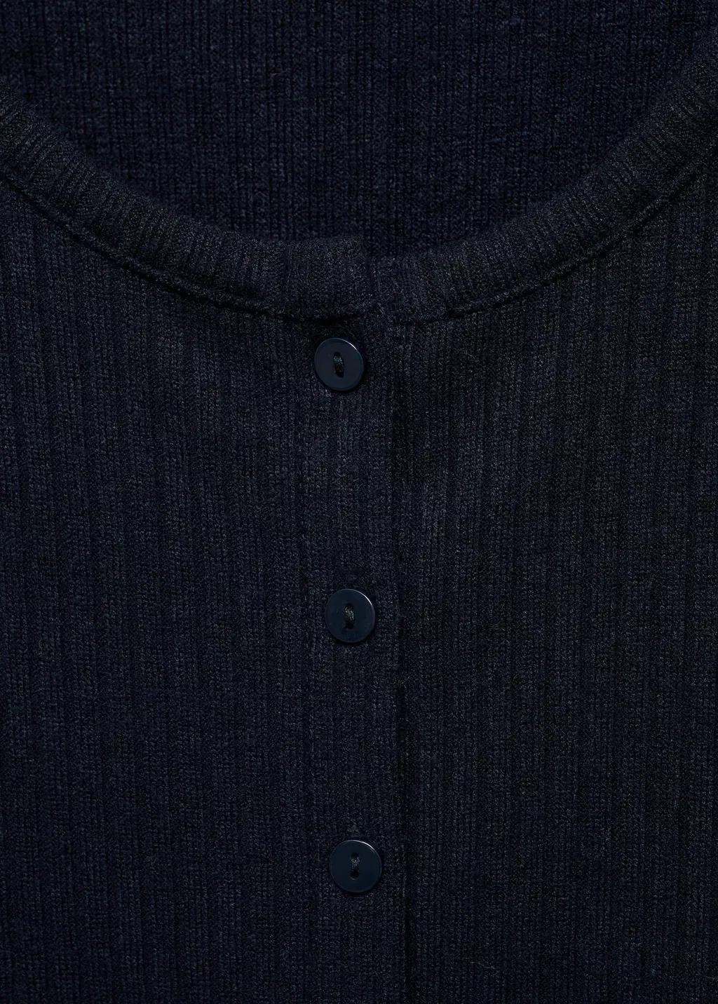Navy Buttoned Ribbed Cardigan, , large image number 3
