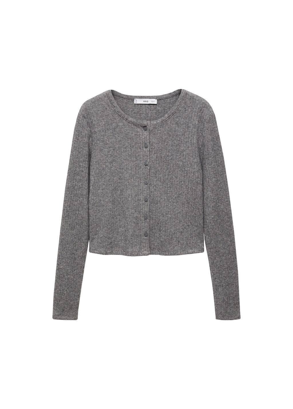 Grey Button Knit Cardigan, , large image number 2