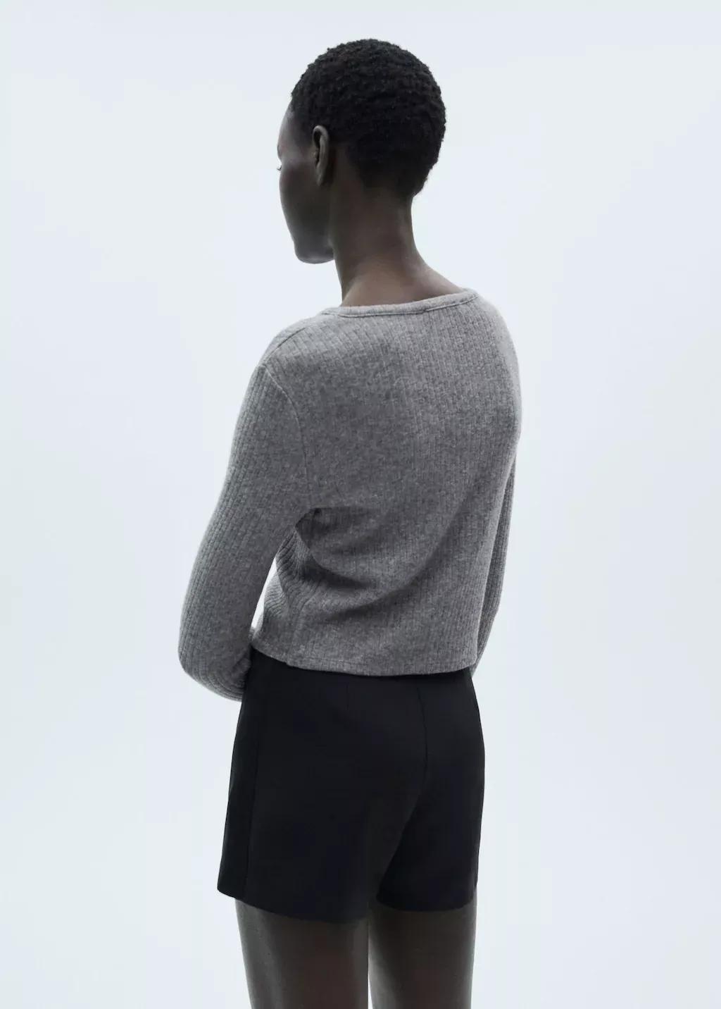 Grey Button Knit Cardigan, , large image number 6