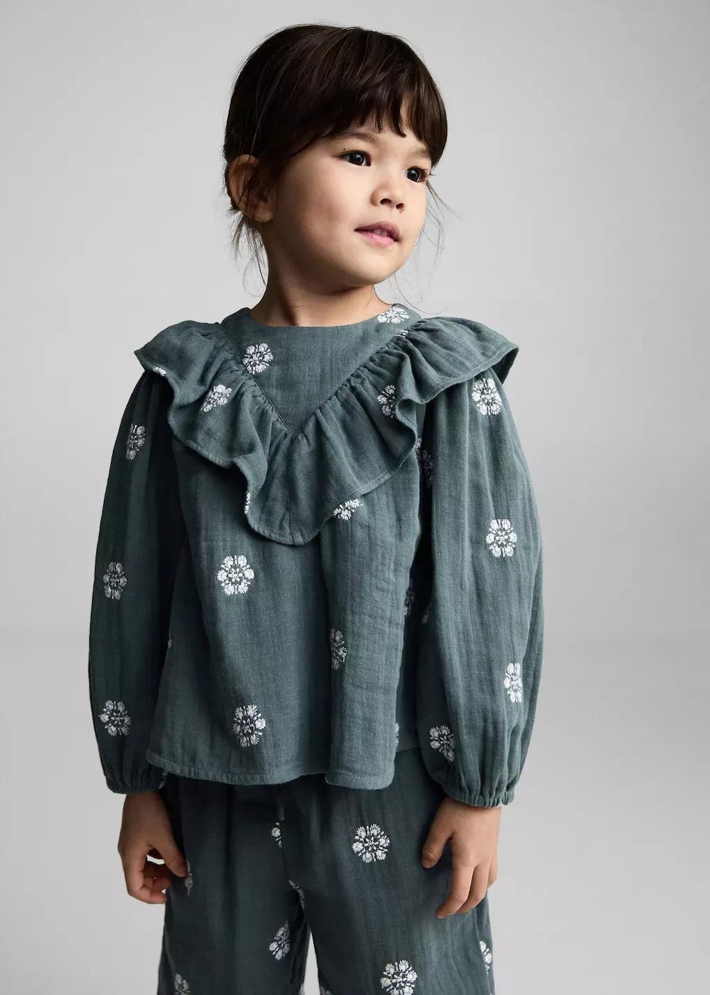 Green Ruffles Printed Blouse, Baby Girl, , large image number 0
